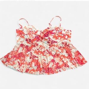 TUME AND TRU  Orange and White Tie-Dye Swimming-Top XL16/18, W/Adjustable Straps